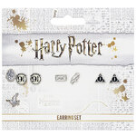 Harry Potter Silver Plated Earrings Set Platform 9 ¾, Hedwig Owl & Deathly Hallows - EWE0107