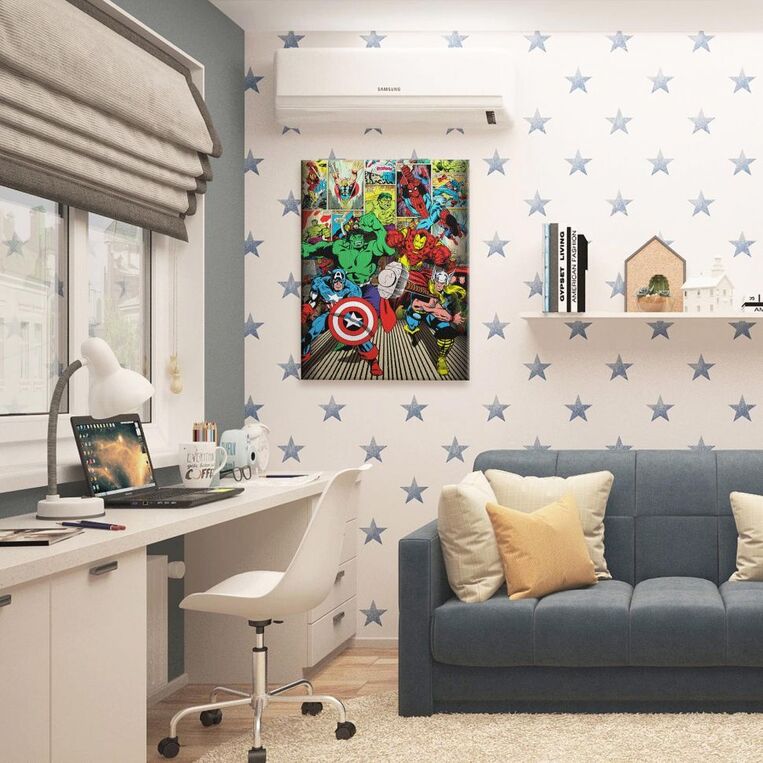 Marvel Comics (Here Come The Heroes) Canvas Print 60 x 80cm - WDC90821