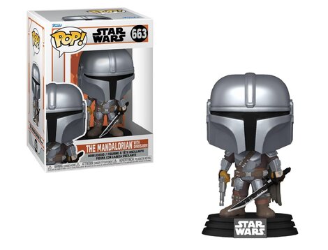 Funko Pop! Disney Star Wars: The Mandalorian - The Mandalorian with Darksaber #663 Bobble-Head